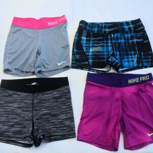 Womens/Jr Girls Gym/Workout/PE Short Lot of 4 Nike Pro Reebok XXS/XS Spandex